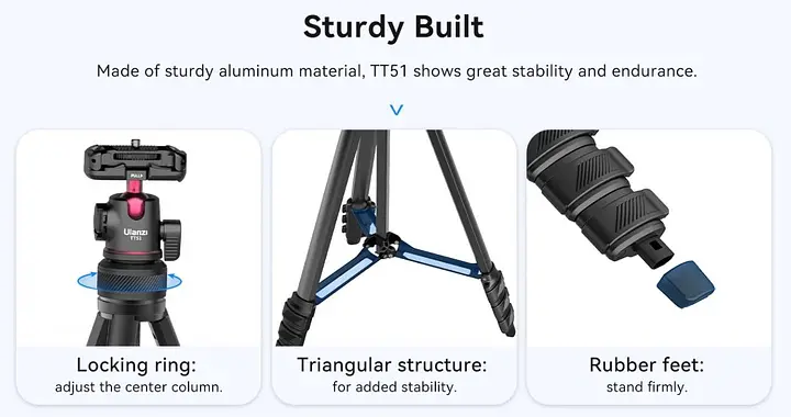 Штатив Ulanzi Vijim Vlog Portable Tripod UV-T089GBB1 TT51 Black - фото 8