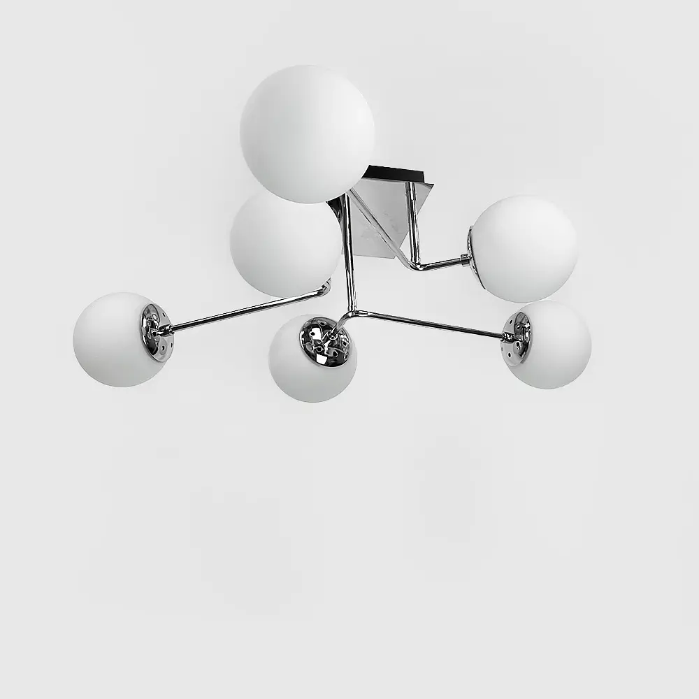 Современная люстра в хроме на 6 белых плафонов Line.F 2693/6 (new) CH+WT - фото 4