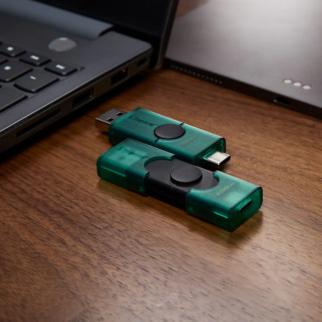 USB-флешнакопичувач Kingston 256GB DataTraveler Duo USB 3.2/Type-C чорний/зелений (DTDEG2/256GB) - фото 2