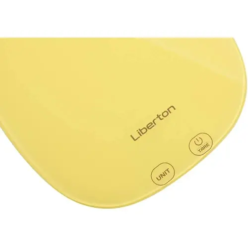 Весы кухонные Liberton LKS-0718, Yellow, до 10 кг, дисплей, тарокомпенсация, автоотключение, индикатор перегрузки, батарейка: 2*ААА в комплекте - фото 3