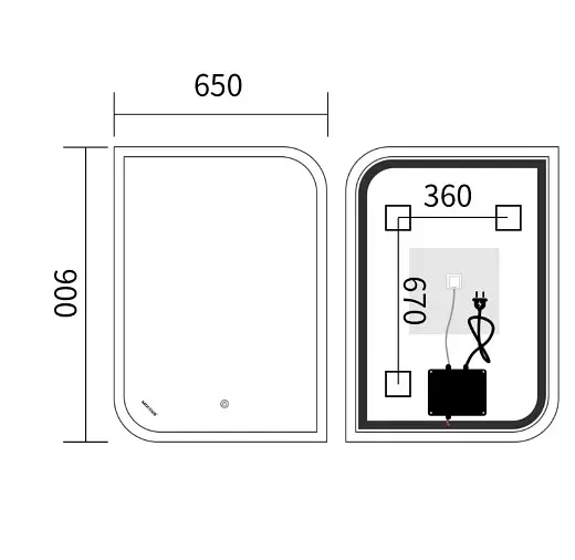Дзеркало Mixxus Premium BEVEL MA02-90x65-REVERSE (LED Touch, Anti-fog, (3-6,5kK)) (MP6641) - фото 5