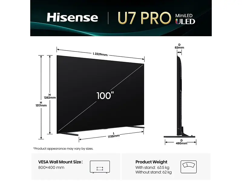 Телевізор Hisense 100U7Q PRO - фото 3