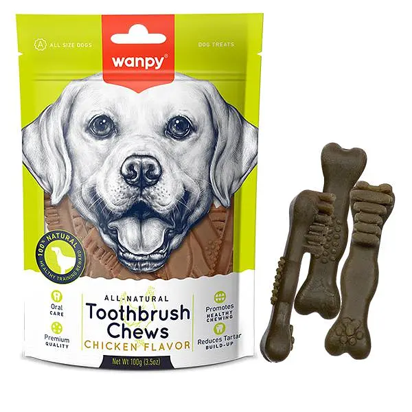 Wanpy Toothbrush Chews Chicken ВАНПІ ЗУБНА ЩІТКА жувальні ласощі зі смаком курки для собак, 100 г