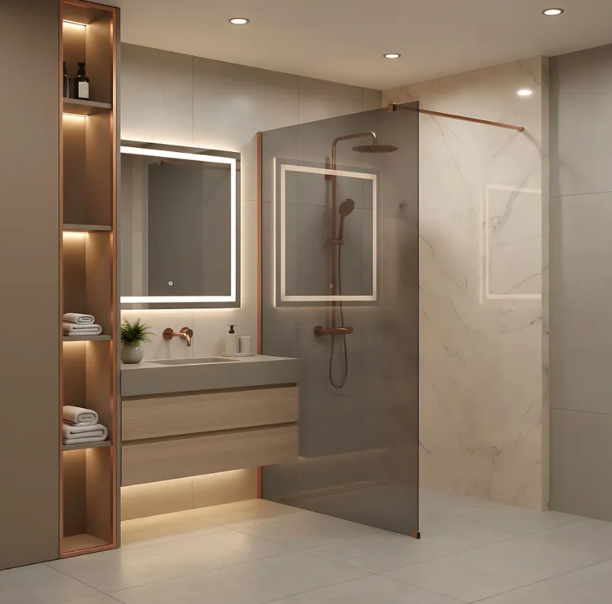 Душова стінка Rea Flexi 130x195 см grey brushed copper KPL-K99381 - фото 4