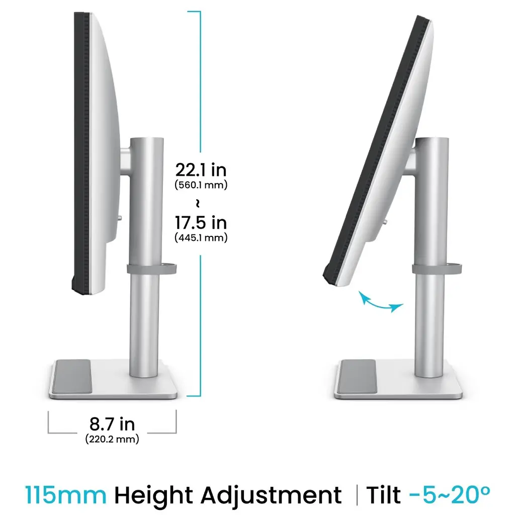 Монитор TFT 27" BenQ MA270U, ​​IPS, 4K UHD, 2хHDMI, 2xUSB-C, HAS, Pivot, серебристо-серый (9H.LMWLB.QBE) - фото 5
