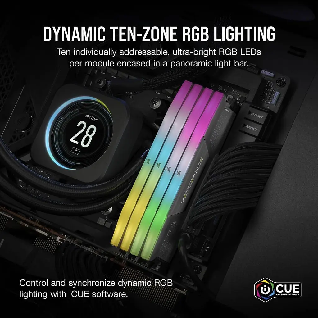 Модуль пам'яті Corsair DDR5 96GB (2x48) Vengeance 7200Mhz RGB XMP Black (CMH96GX5M2B7200C40) - фото 4