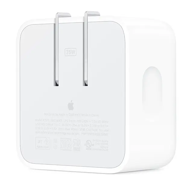 Зарядний пристрій адаптер блок Apple 35 W Dual USB-C Port Compact Power Adapter (MNWM3) - фото 4