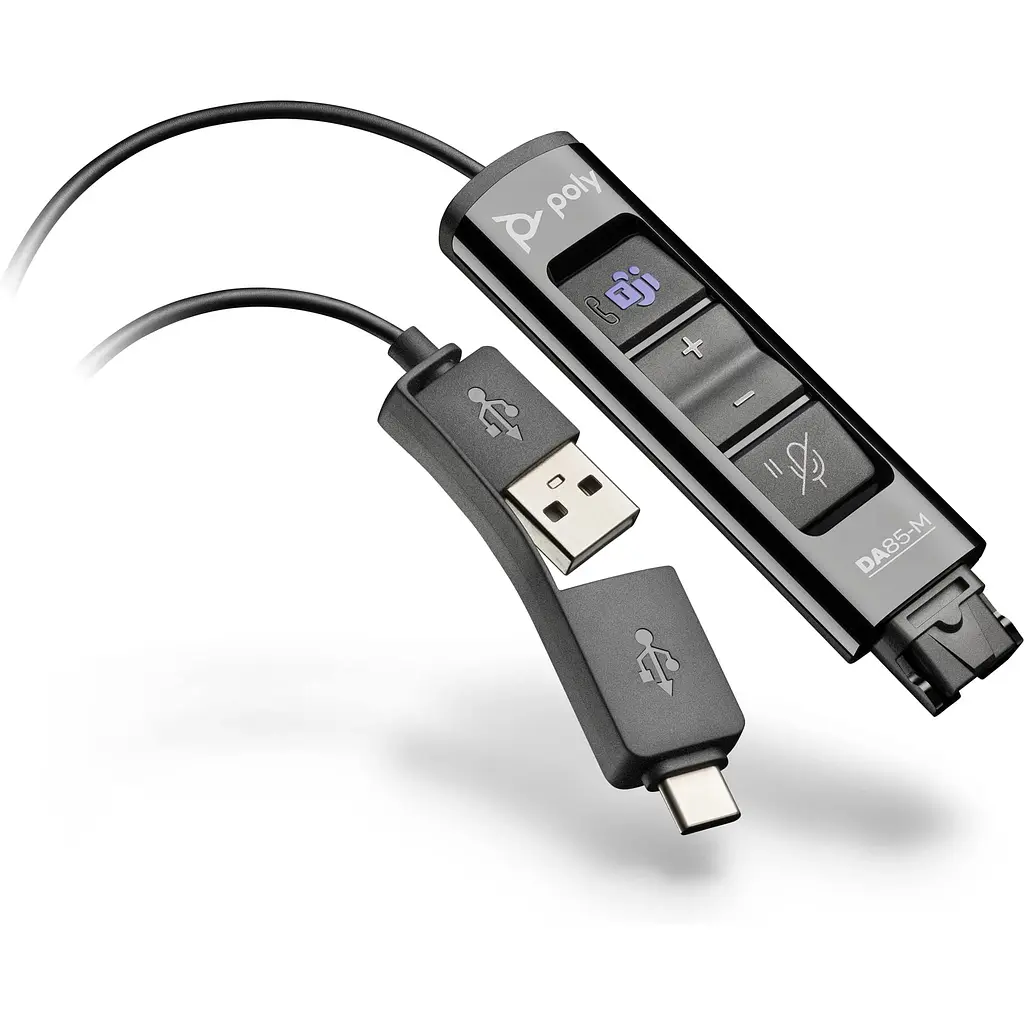 Перехідник Poly DA85-M USB > QD з вбудованим пультом керування для гарнітур EncorePro, USB-A, USB-C, teh0013721 - фото 2