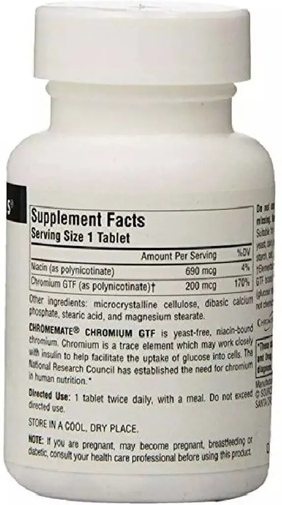 Хром Source Naturals Chromemate Chromium GTF 200 mcg Yeast-Free, 120 таблеток - фото 2