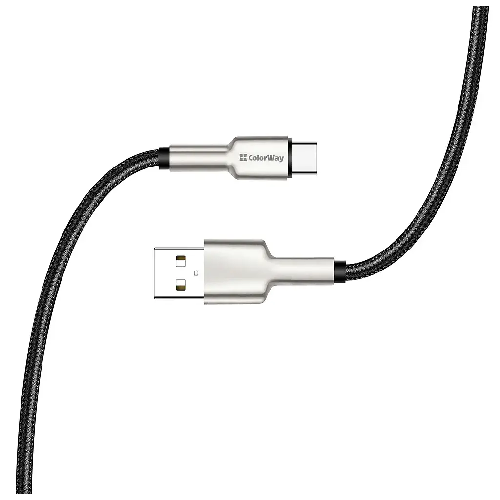 Дата кабель USB 2.0 AM to USB-C 1.0m head metal black ColorWay (CW-CBUC046-BK) - фото 5