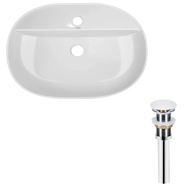 Комплект Qtap Scorpio: Раковина накладна овальна 600х400х120 мм White + Донний клапан PU02 (QT14112203WN47315)