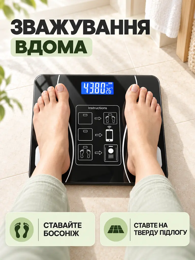 Напольні смарт-ваги електронні з Bluetooth і додатком, чорні (37260071) - фото 9