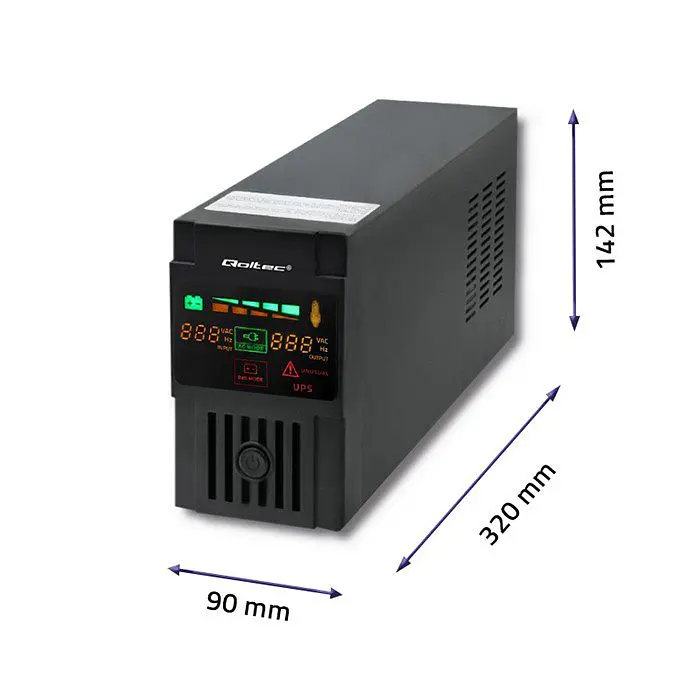 Источник бесперебойного питания с модифицированной синусоидой Qoltec QLT650 360W 600VA LED, AVR, RJ45, 2xSchuko, 1x12V 7Ah - фото 4