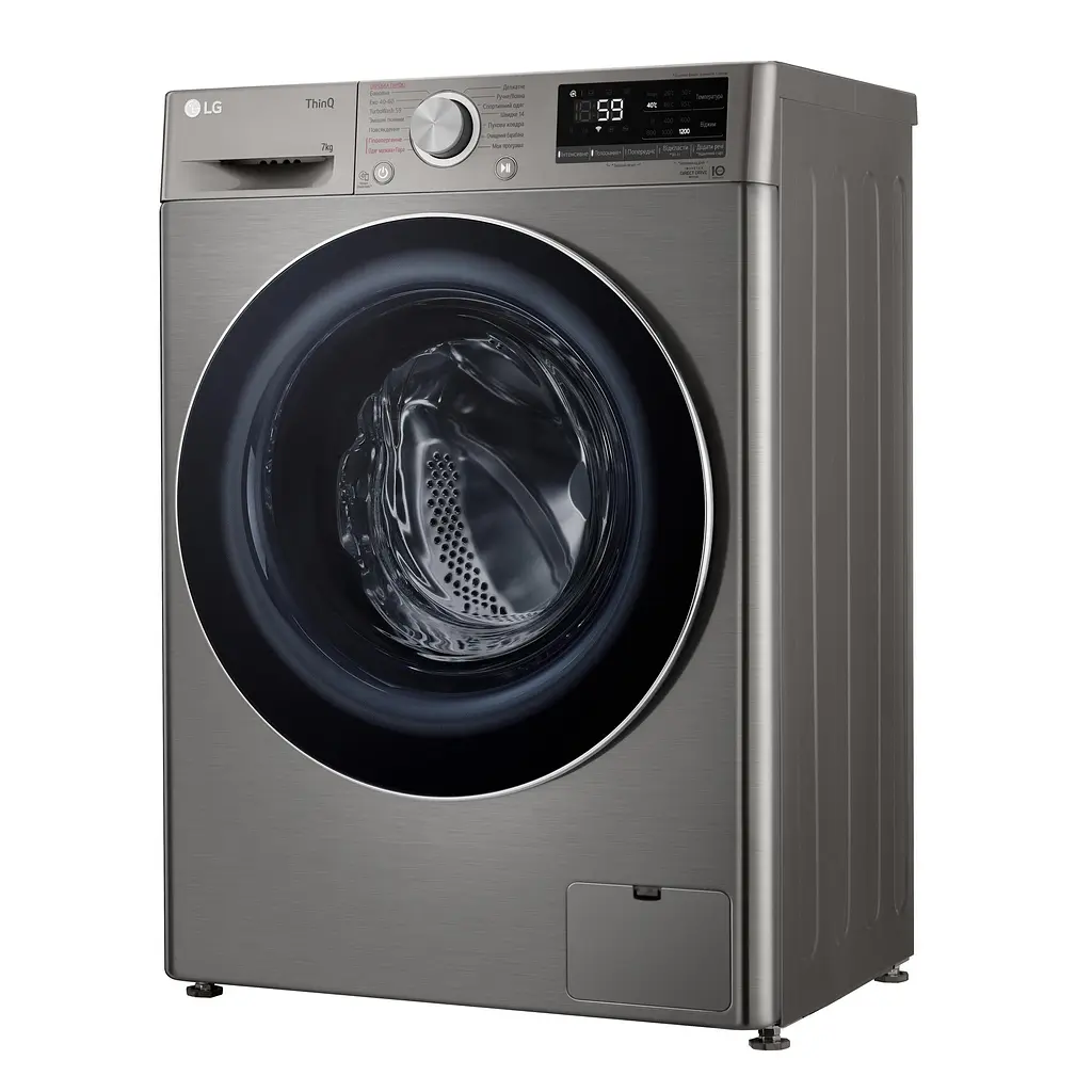 Пральна машина LG фронтальна, 7кг, 1200, A+++, 48см, дисплей, пара, інвертор, сріблястий (F2V5HS2PW) - фото 5