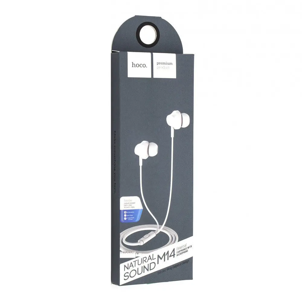 Навушники Hoco M14 initial sound universal earphones with mic білі - фото 2