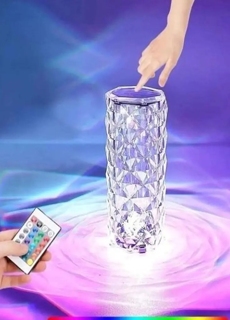 Лампа нічник настільна акумуляторна Remax Троянда Crystal Rose з RGB з пультом та RGB підсвіткою 16 режимів освітлення прозора - фото 8