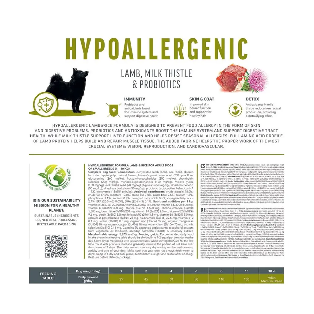 Сухий корм для собак Brit Care Dog Hypoallergenic Adult Small Breed з ягнятком 3 кг (8595602566143) - фото 2