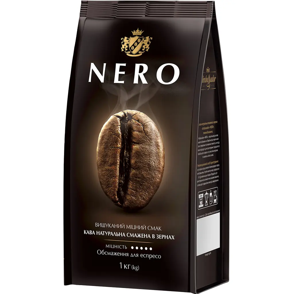 Кава Ambassador в зернах 1000г пакет, "Nero" (am.52309)