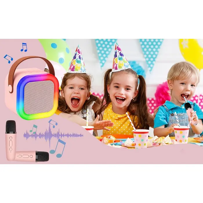 Бездротова колонка та 2 караоке мікрофона та RGB підсвічуванням Winso K12 10W Bluetooth - фото 7