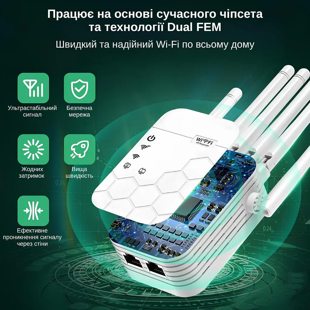 Ретранслятор-маршрутизатор XON ReLink X300R9 300Мбит/с 2.4 ГГц Белый (BNRWSW021603W 4227) - фото 3