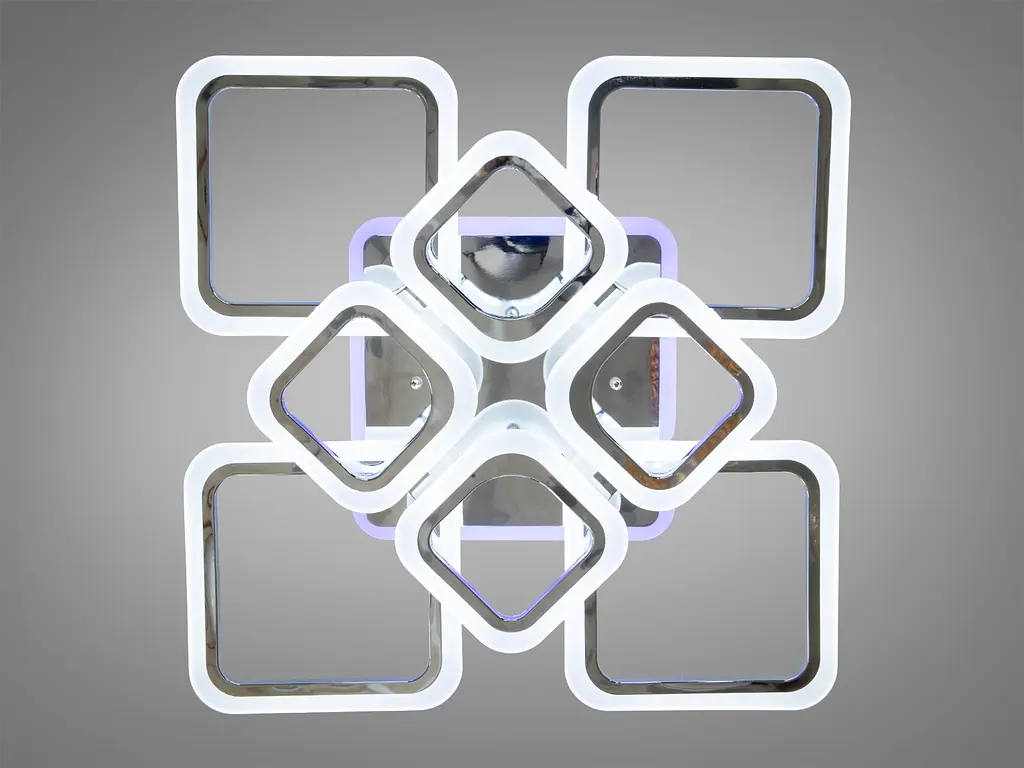Современная LED люстра с подсветкой, димером, 115W, хром - фото 2