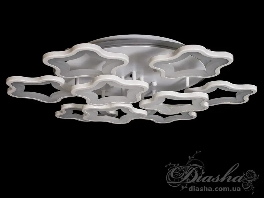 Сучасна LED люстра в спальню з пультом Diasha 1660/6+3WH біла димер 135W 55 см 3 режими світла - фото 2