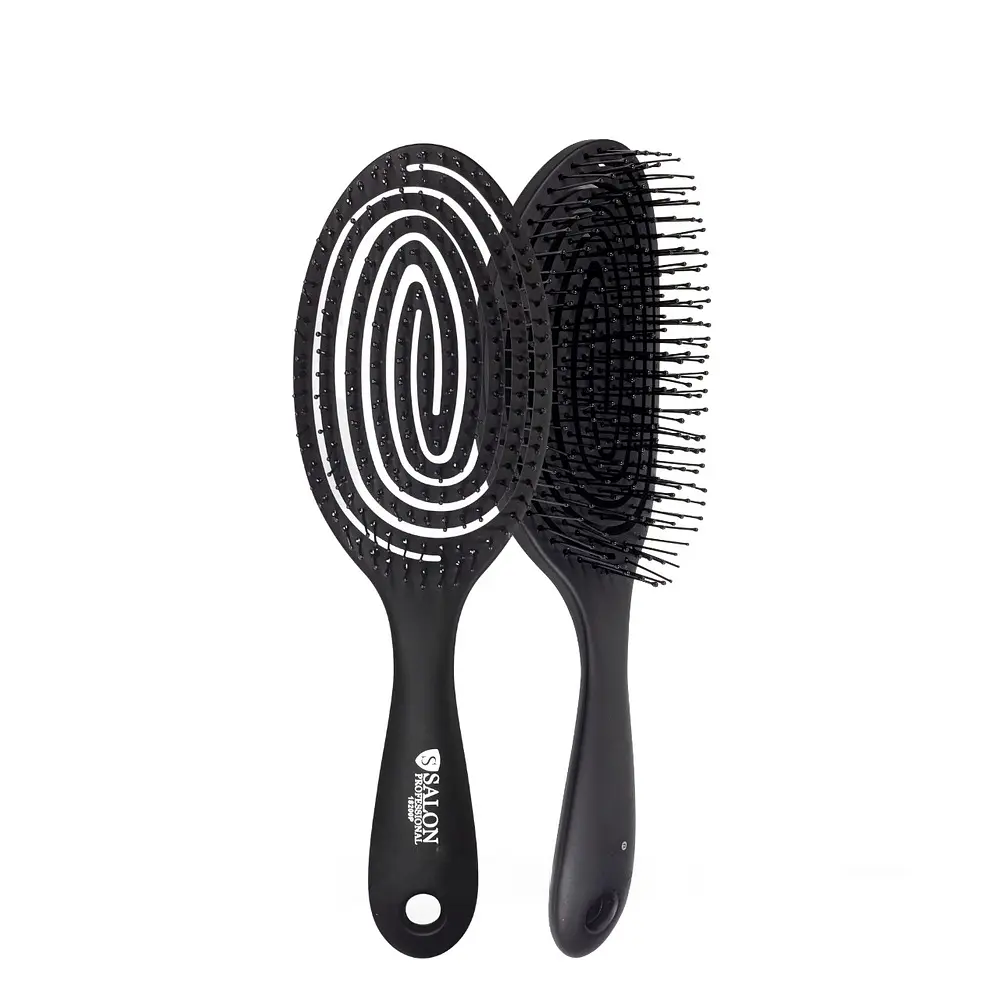 Щітка для волосся масажна продувна скелетна Salon Professional 18200P SL, чорна - фото 5