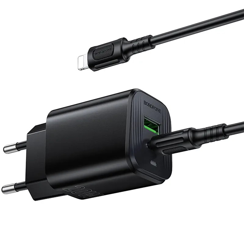 МЗП BAS83A Star PD20W+QC3.0 (1USB-A/1C) + кабель Type-C to Lightning Black Borofone teh0029624 - фото 3