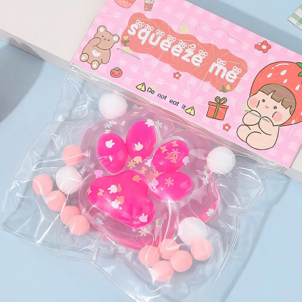 Сквіш антістрес UFT Squish Cat Paw кото лапка Transparent Magenta - фото 3