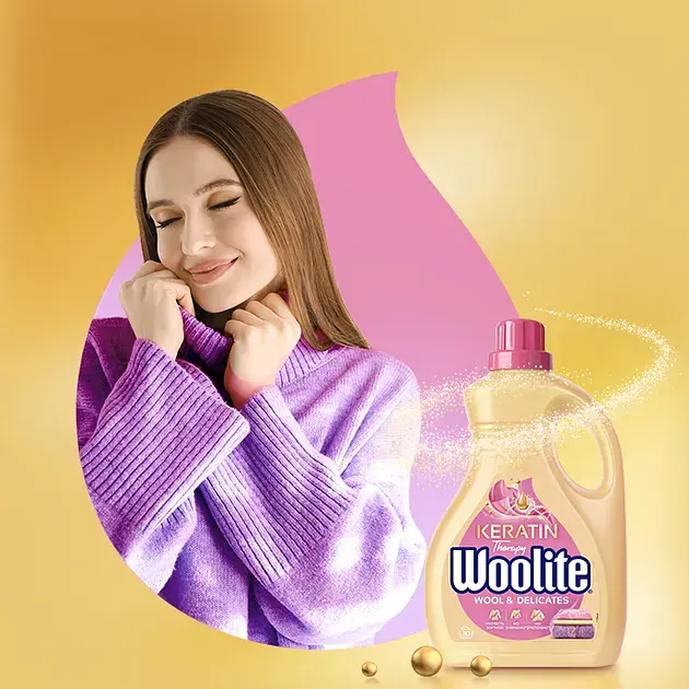 Средство для стирки жидкое Woolite для шерсти и деликатных тканей с кератином 1.8 л - фото 3