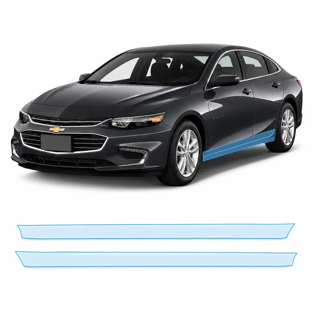 Антигравійна захисна бронеплівка за лекалами для Chevrolet Malibu IX 2016-2018 - нижня зона кузова пороги