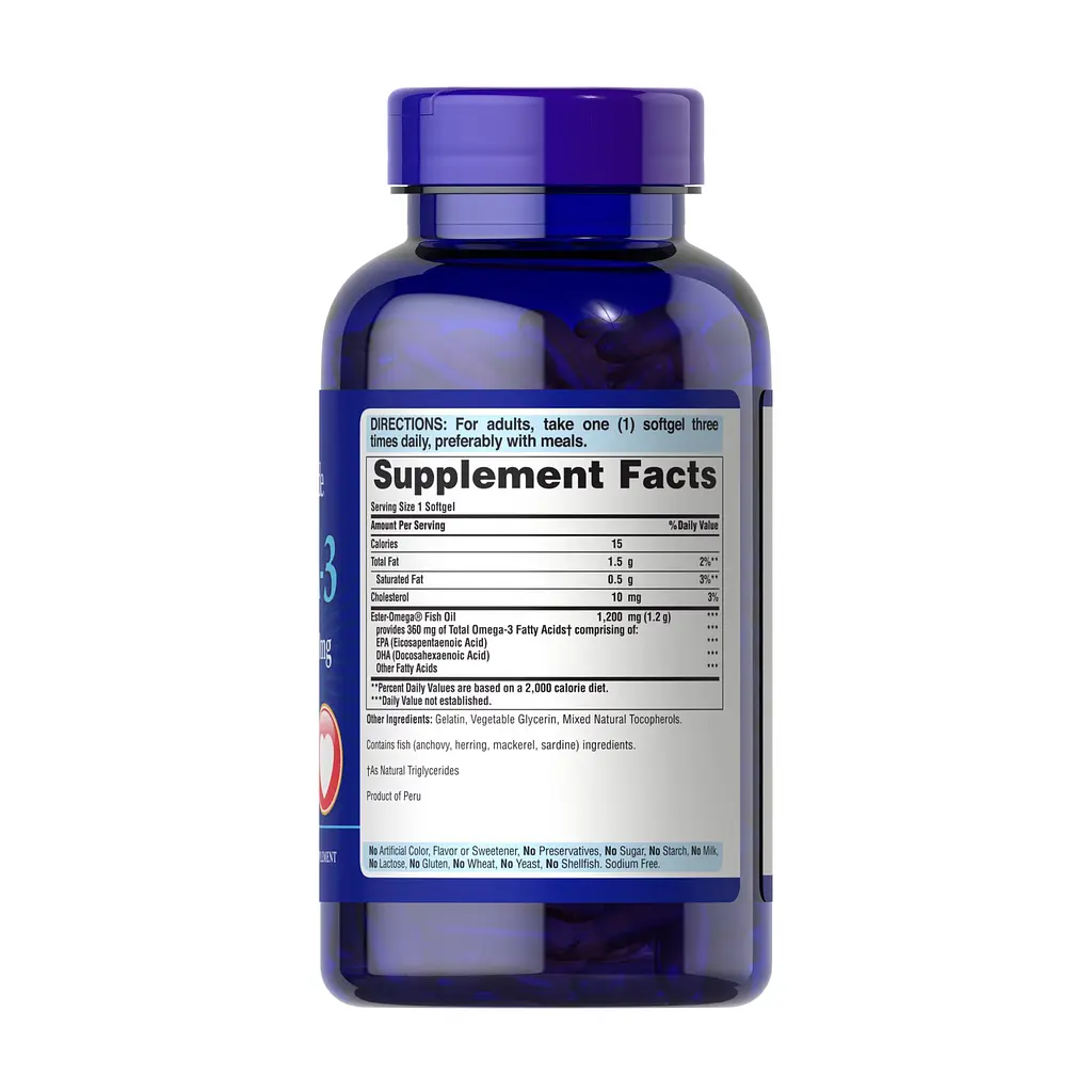 Омега-3 Puritans Pride Fish Oil 1200 мг (360 мг Active Omega-3) 200 softgels - фото 2