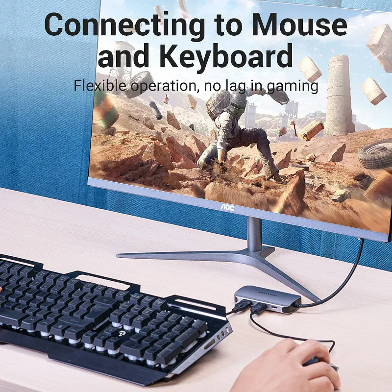 Хаб USB 3.1 Type-C -> 4хUSB 3.0/PD 100W 5-in-1 Vention - фото 5