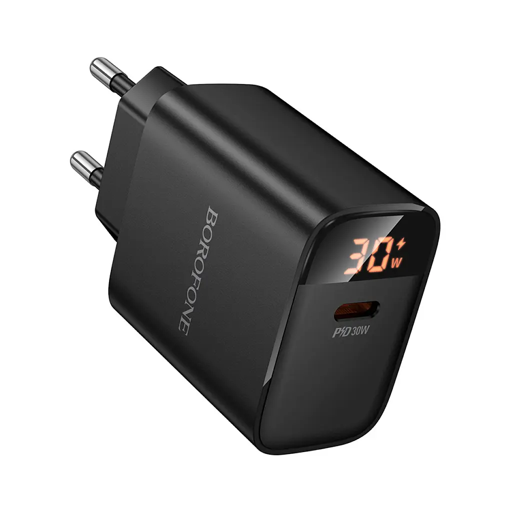 Зарядний пристрій BOROFONE BA97A Ilustre USB-C PD30W digital display Black (6941991120480) - фото 4