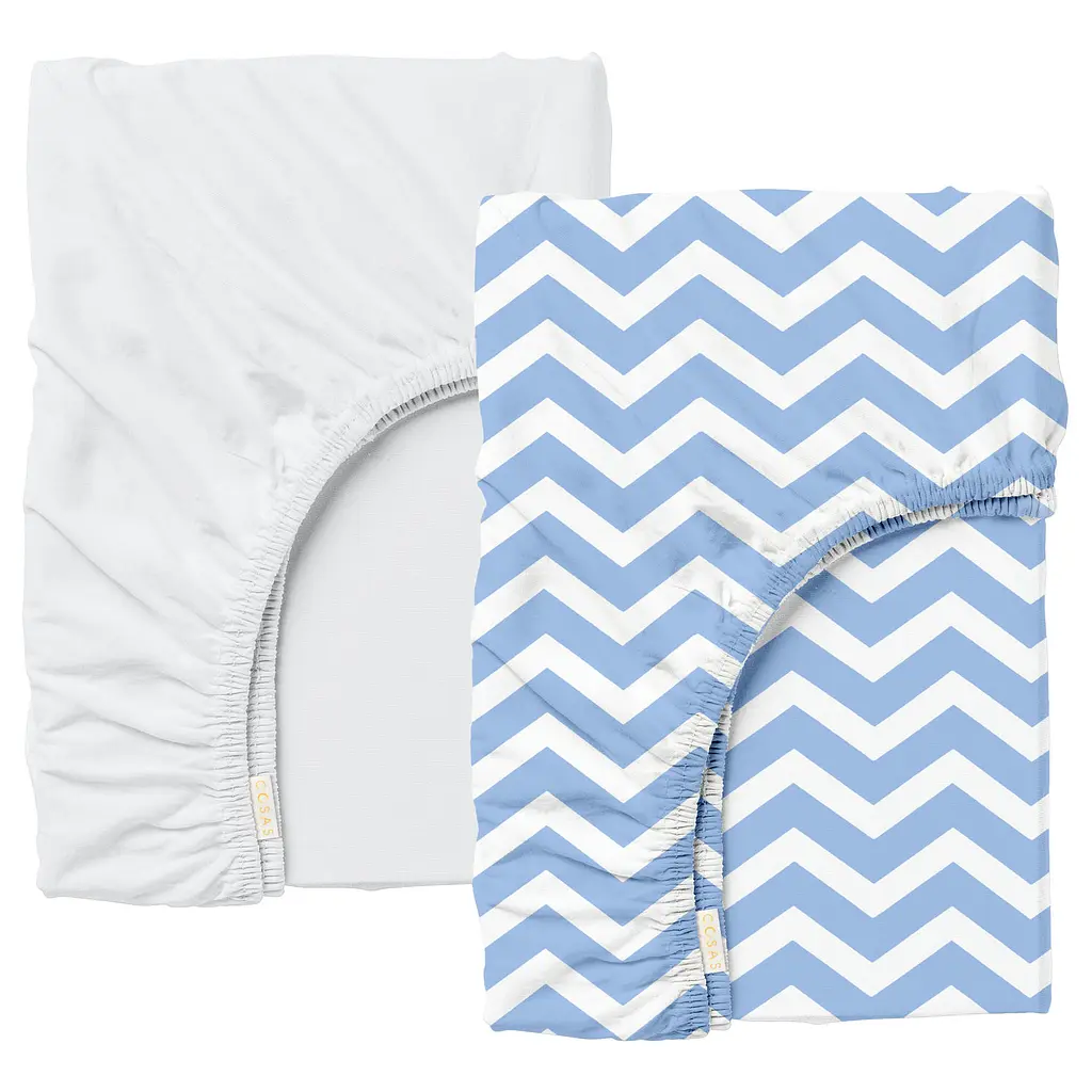 Набір простирадло на резинці 160х200 WHITE / ZIGZAG LBLUE COSAS (4822052058947)