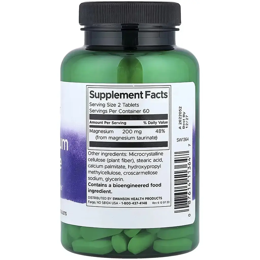 Мінеральна добавка Swanson Magnesium Taurate 100 мг 120 таблеток - фото 2