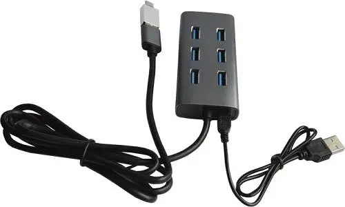 Хаб USB Maiwo KH700, Grey, USB 3.0 - 7xUSB 3.0, кабель 1 м, алюмінієвий корпус - фото 2