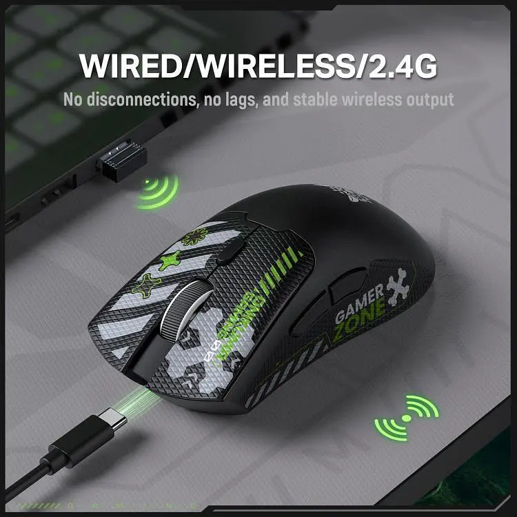 Компьютерная мышка Onikuma 12800 DPI 3 режима подключения (Bluetooth/2.4GHz/кабель Type-C) для ПК - фото 4