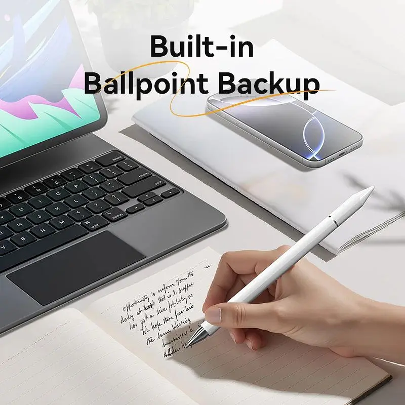 Стилус - ручка для ємнісних екранів 3 в 1 Magnetic Stylus Pen White Aluminum Alloy Type Vention (KQLW0) - фото 2