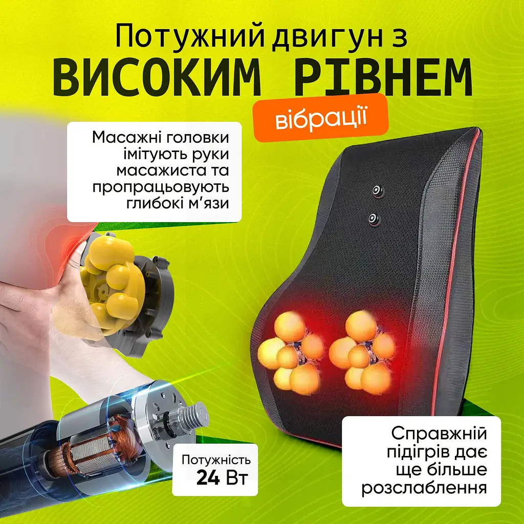Масажна роликова подушка Brillix PMP-8029 Чорний (PMP-8029) - фото 5