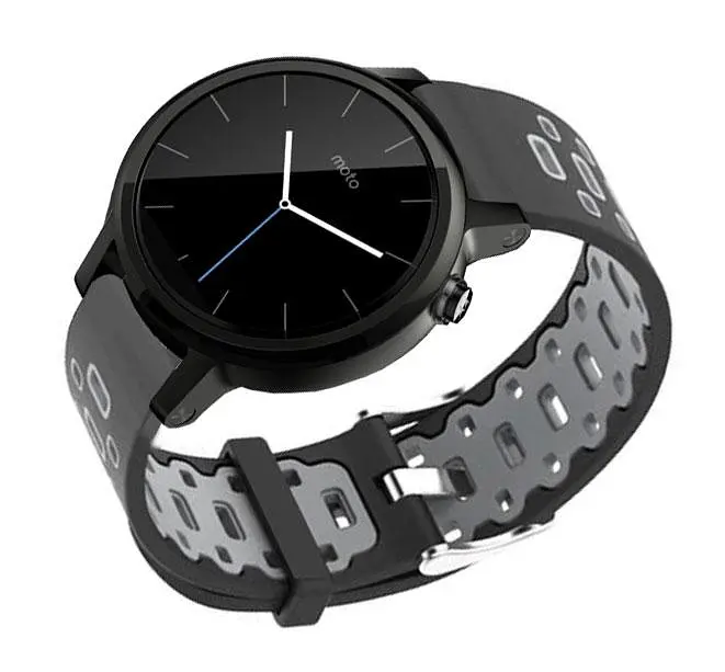 Спортивный ремешок Primo Perfor Classic для часов Motorola Moto 360 2nd gen (42 мм) Black Grey - фото 2