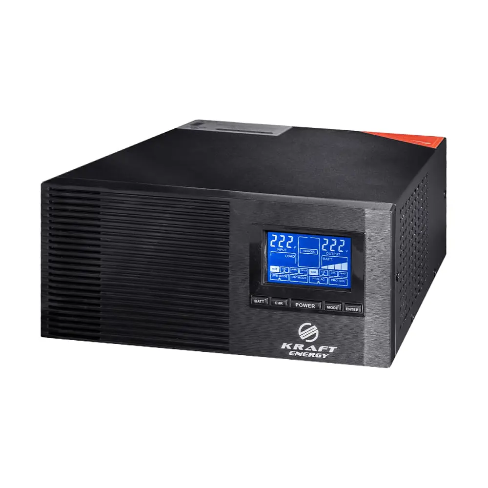 Інвертор Kraft KRF-AVR600VA/500W-12V з правильною синусоїдою під зовнішній акумулятор (42-00094)