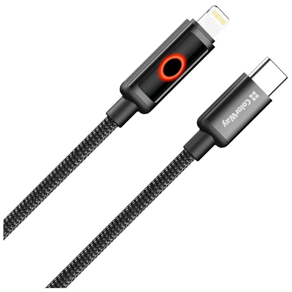 Дата кабель USB-C to Lightning 1.0m PD30W black ColorWay (CW-CBPDCL103-BK) - фото 2