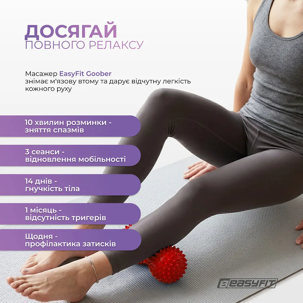 Масажний м'ячик EasyFit Goober з шипами червоний - фото 8