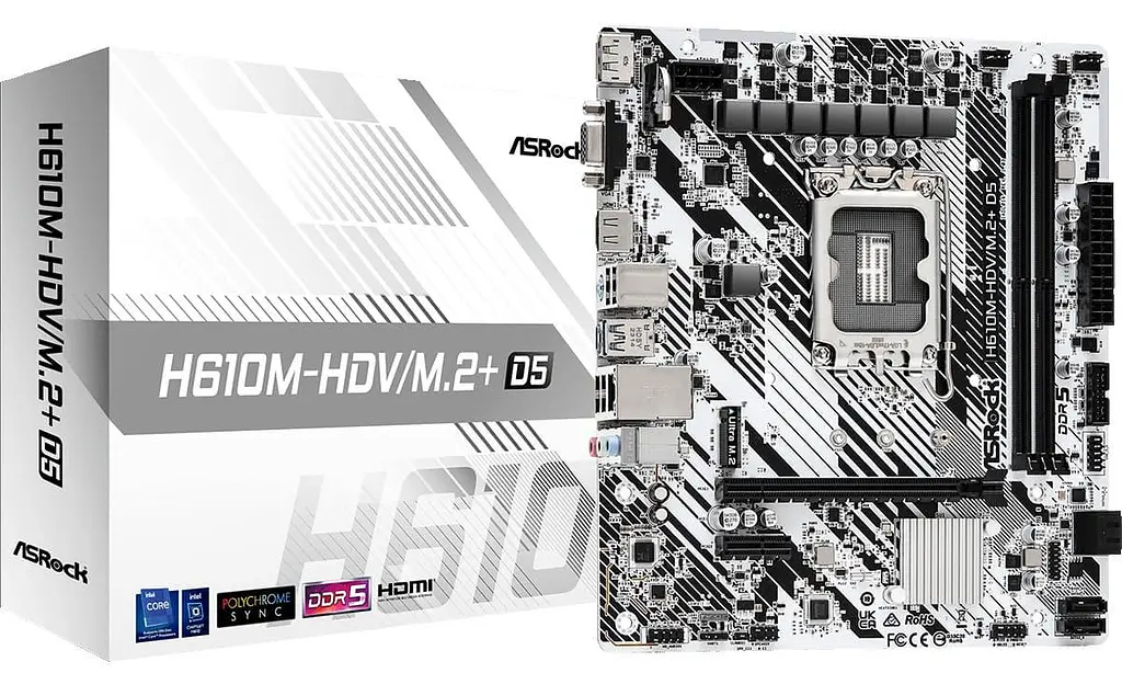 Материнська плата AsRock H610M-HDV/M.2+ D5 (H610M-HDV/M.2+ D5) (Socket 1700, Intel H610, Micro-ATX) - фото 5