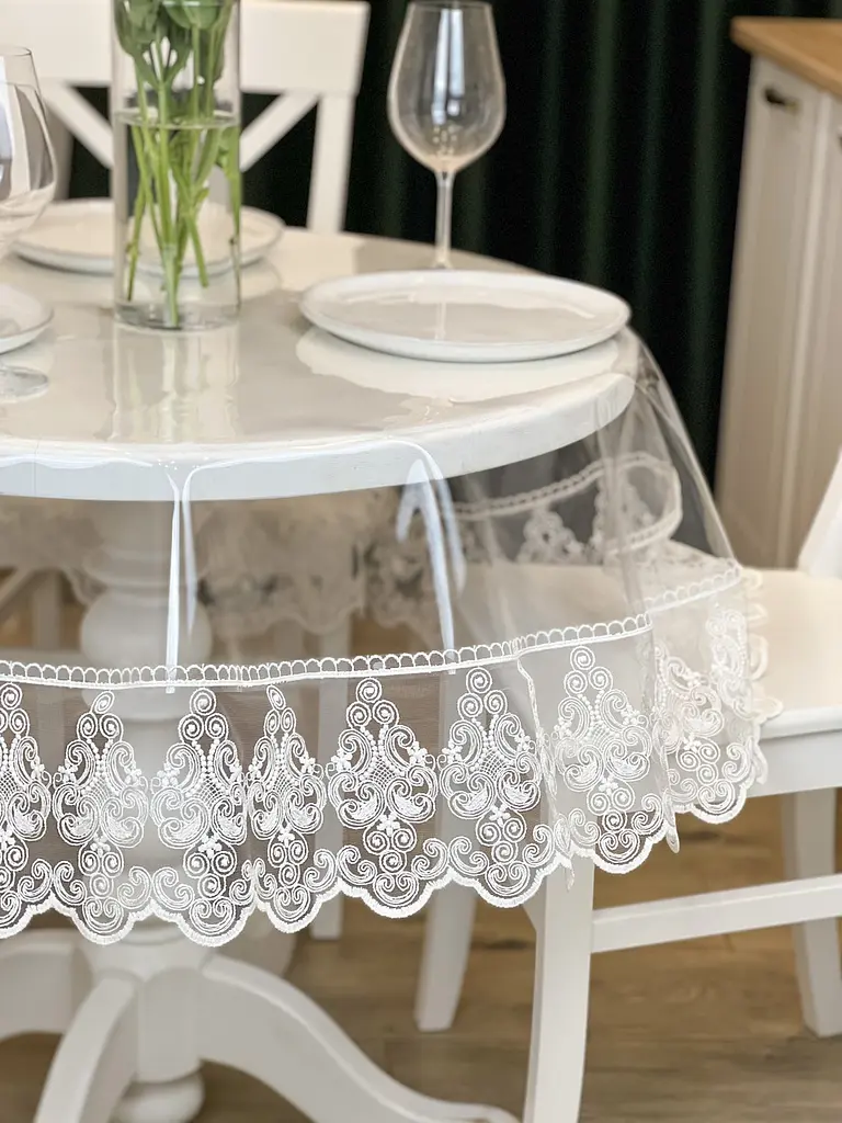 Силиконовая скатерть с молочным кружевом Петек 15 см 200х160 см - фото 2