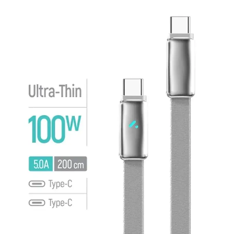 Дата кабель USB-C to USB-C 1.0m 5A 100W ultra-thin gray ColorWay (CW-CBPDCC100-GR) - фото 4