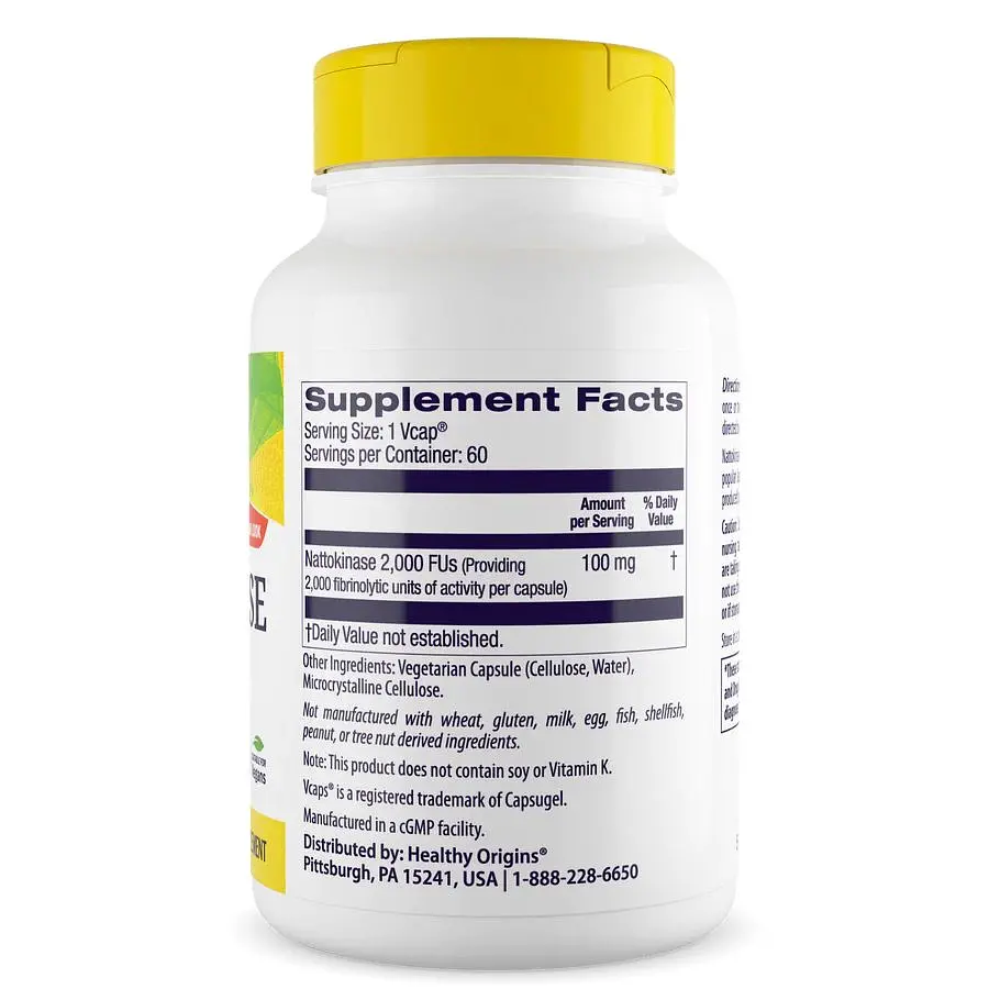 Натуральна добавка Healthy Origins Nattokinase 100 mg 60 вегакапсул - фото 2