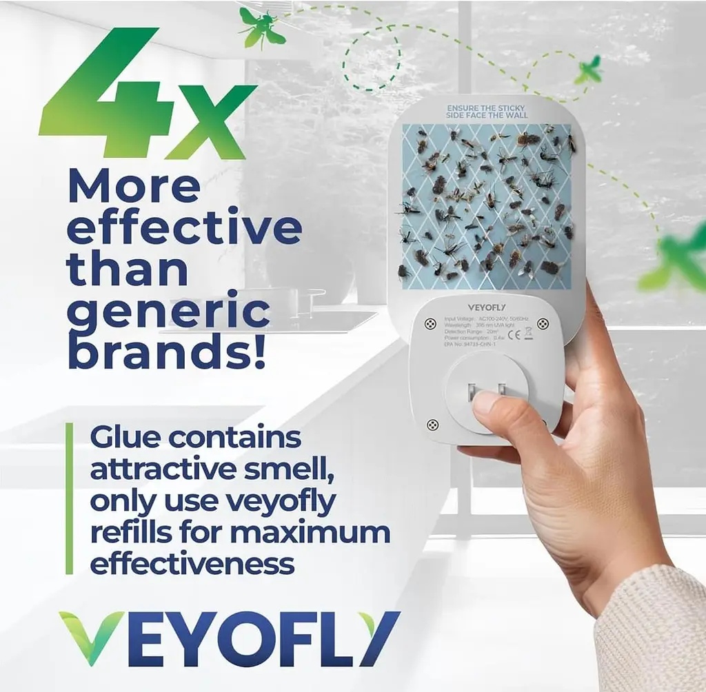 Ловець мух у приміщенні VEYOFLY пастка для мух у приміщенні (1 пристрій + 3 заправки) - фото 8
