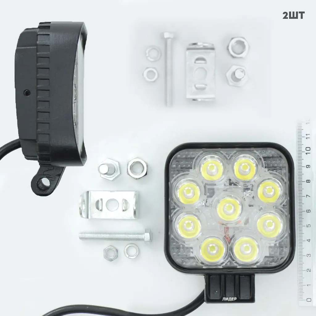 Додаткова LED фара 27W (3W x 9) 10-30V 82x80x30 mm Далека (87 27W) 2 шт. (3432) - фото 3